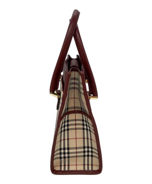 BURBERRY（バーバリー）BURBERRY (バーバリー) ハンドバッグ ブラウン×エンジの古着・服飾アイテム