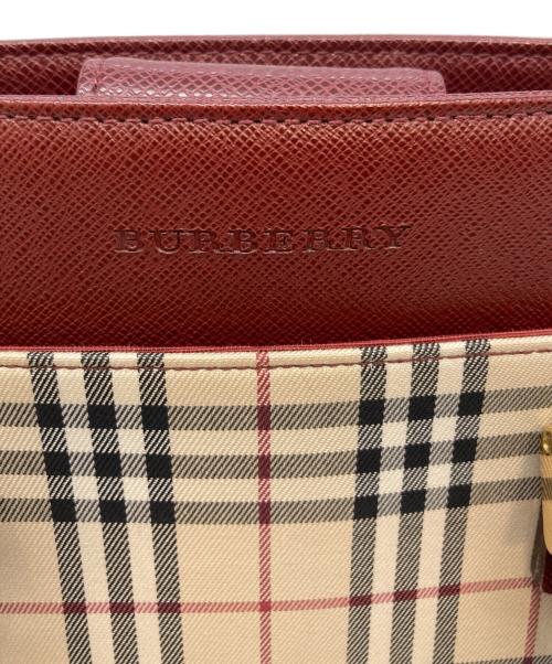 BURBERRY（バーバリー）BURBERRY (バーバリー) ハンドバッグ ブラウン×エンジの古着・服飾アイテム