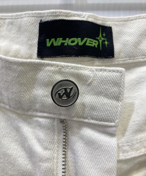 WHOVER（フーバー）WHOVER (フーバー) フレアデニム ホワイト×グリーン サイズ:XLの古着・服飾アイテム