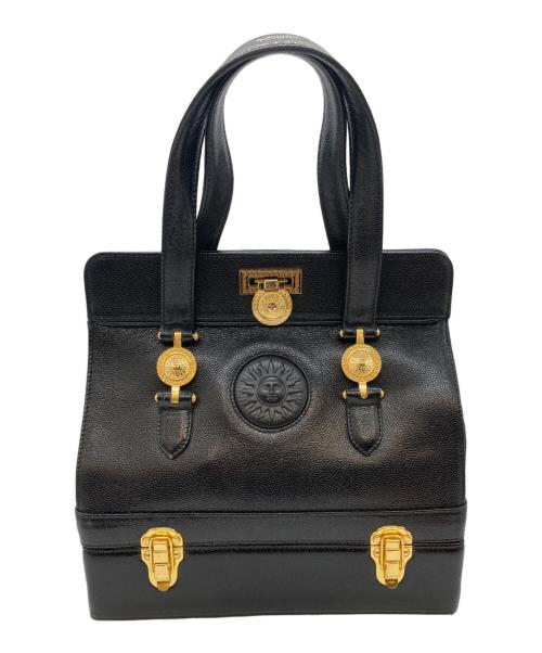 GIANNI VERSACE（ジャンニ・ヴェルサーチ）GIANNI VERSACE (ジャンニ・ヴェルサーチ) ２段バニティバッグ ブラック×ゴールドの古着・服飾アイテム