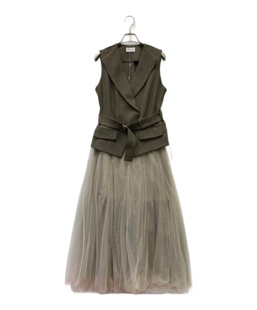 FRAY ID（フレイ アイディー）FRAY ID (フレイ アイディー) ジレチュールスカートセットアップ ベージュ サイズ:SIZE　1 未使用品の古着・服飾アイテム