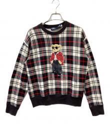 POLO RALPH LAUREN（ポロ・ラルフローレン）の古着「クルーネックスウェット」｜ブラック×ホワイト