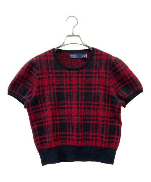POLO RALPH LAUREN（ポロ・ラルフローレン）POLO RALPH LAUREN (ポロ・ラルフローレン) 薄手ニット レッド×ブラック サイズ:SIZE Mの古着・服飾アイテム