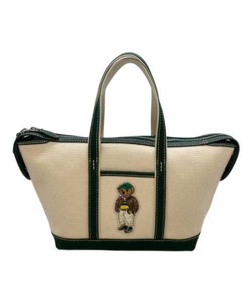 POLO RALPH LAUREN（ポロ・ラルフローレン）POLO RALPH LAUREN (ポロ・ラルフローレン) 2WAYバッグ アイボリー×グリーンの古着・服飾アイテム