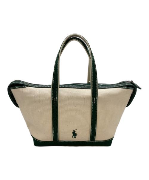 POLO RALPH LAUREN（ポロ・ラルフローレン）POLO RALPH LAUREN (ポロ・ラルフローレン) 2WAYバッグ アイボリー×グリーンの古着・服飾アイテム