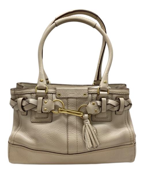 COACH（コーチ）COACH (コーチ) レザーハンドバッグ ベージュの古着・服飾アイテム