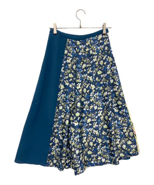 Acne studios（アクネ ストゥディオズ）Acne studios (アクネ ストゥディオズ) 花柄切替スカート 黄緑 サイズ:34の古着・服飾アイテム