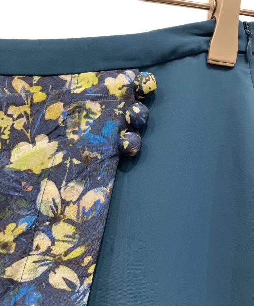 Acne studios（アクネ ストゥディオズ）Acne studios (アクネ ストゥディオズ) 花柄切替スカート 黄緑 サイズ:34の古着・服飾アイテム