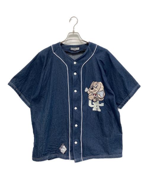 GALFY（ガルフィー）GALFY (ガルフィー) デニム犬草野球シャツ インディゴ サイズ:XLの古着・服飾アイテム