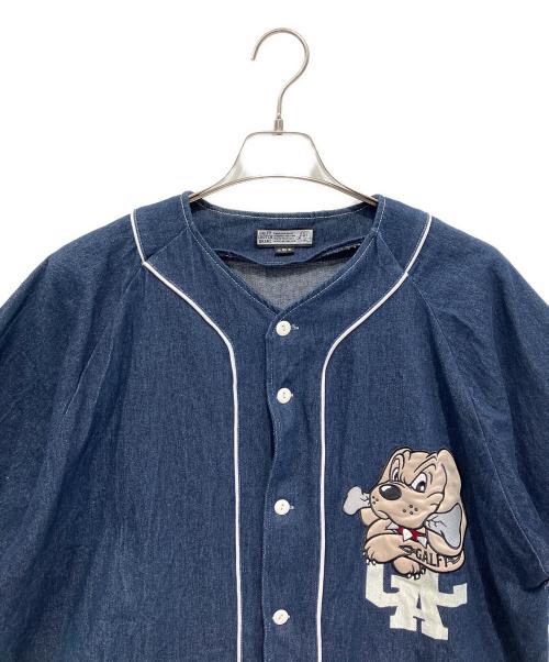 GALFY（ガルフィー）GALFY (ガルフィー) デニム犬草野球シャツ インディゴ サイズ:XLの古着・服飾アイテム