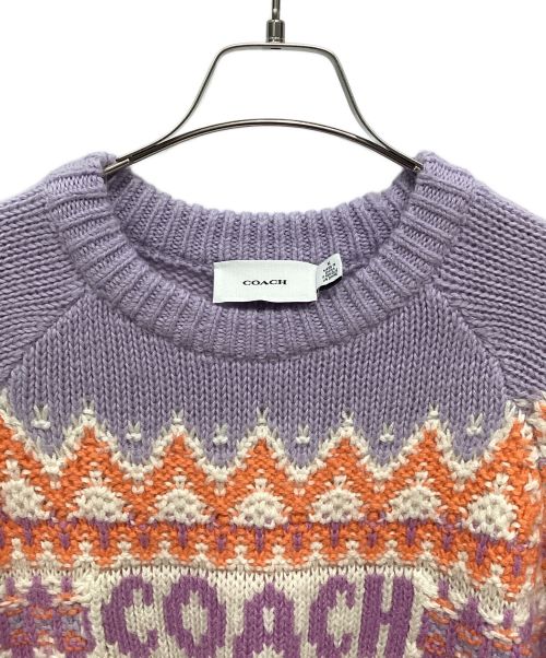 COACH（コーチ）COACH (コーチ) ノルディックセーター パープル サイズ:Mの古着・服飾アイテム