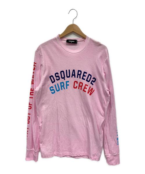 DSQUARED2（ディースクエアード）DSQUARED2 (ディースクエアード) SURF CREW L/S T-SHIRT ピンク サイズ:Mの古着・服飾アイテム