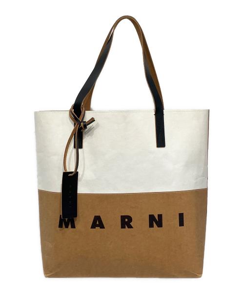 MARNI（マルニ）MARNI (マルニ) バイカラートートバッグ ホワイト×ブラウンの古着・服飾アイテム