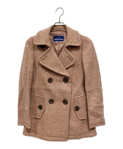 BURBERRY BLUE LABEL（バーバリーロンドンブルーレーベル）BURBERRY BLUE LABEL (バーバリーロンドンブルーレーベル) Pコート ホワイト×レッド サイズ:38の古着・服飾アイテム