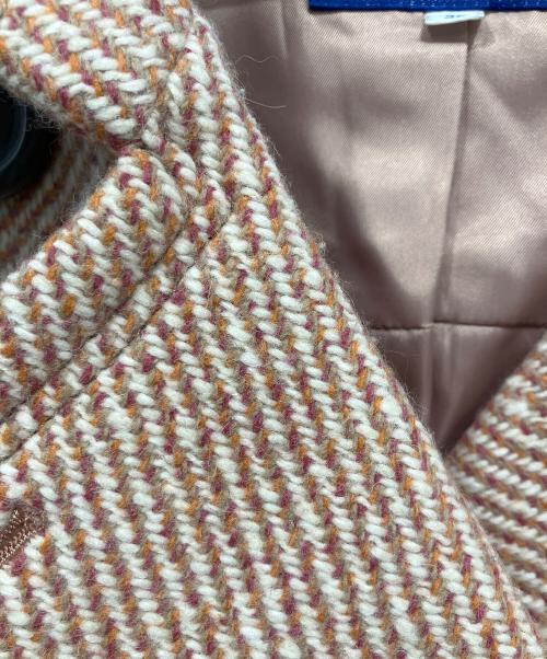 BURBERRY BLUE LABEL（バーバリーロンドンブルーレーベル）BURBERRY BLUE LABEL (バーバリーロンドンブルーレーベル) Pコート ホワイト×レッド サイズ:38の古着・服飾アイテム