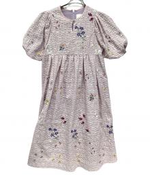 CHESTY（チェスティ）の古着「ジャガード刺繍パフスリーブワンピース」｜ピンク