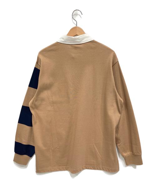 LACOSTE（ラコステ）LACOSTE (ラコステ) クレイジーパターンラガーシャツ ベージュ×ネイビー サイズ:Mの古着・服飾アイテム
