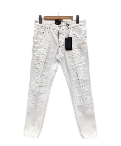 DSQUARED2（ディースクエアード）DSQUARED2 (ディースクエアード) ダメージデニムパンツ ホワイト サイズ:46 未使用品の古着・服飾アイテム