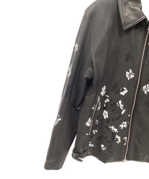 MORGAN（モーガン）MORGAN (モーガン) ラムレザージャケット ブラック×ホワイト サイズ:Mの古着・服飾アイテム