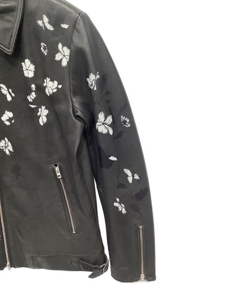 MORGAN（モーガン）MORGAN (モーガン) ラムレザージャケット ブラック×ホワイト サイズ:Mの古着・服飾アイテム