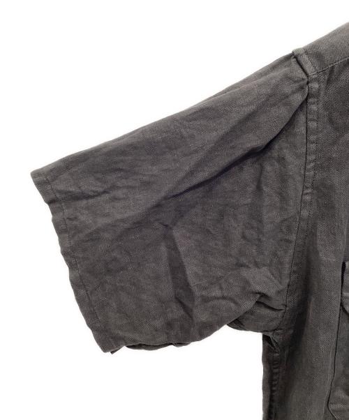 NIGEL CABOURN（ナイジェルケーボン）NIGEL CABOURN (ナイジェルケーボン) OPEN COLLAR SHIRT LINEN TWILL ブラック サイズ:48の古着・服飾アイテム