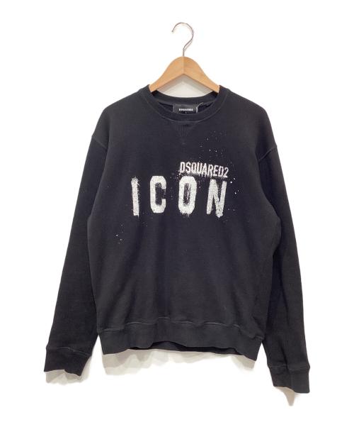 DSQUARED2（ディースクエアード）DSQUARED2 (ディースクエアード) クルーネックスウェット ブラック サイズ:Lの古着・服飾アイテム