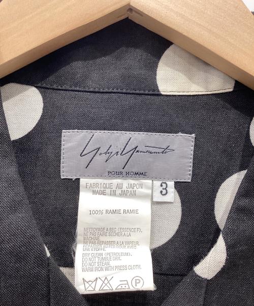 Yohji Yamamoto pour homme（ヨウジヤマモト プールオム）Yohji Yamamoto pour homme (ヨウジヤマモト プールオム) リネンオープンカラーシャツ ホワイト×ブラック サイズ:3の古着・服飾アイテム