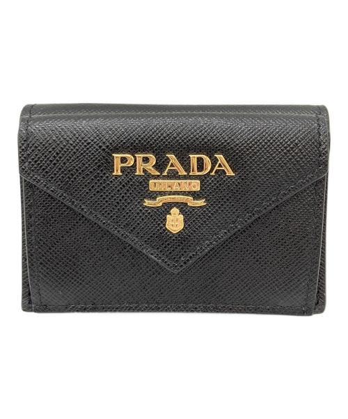 PRADA（プラダ）PRADA (プラダ) 3つ折り財布 ブラックの古着・服飾アイテム