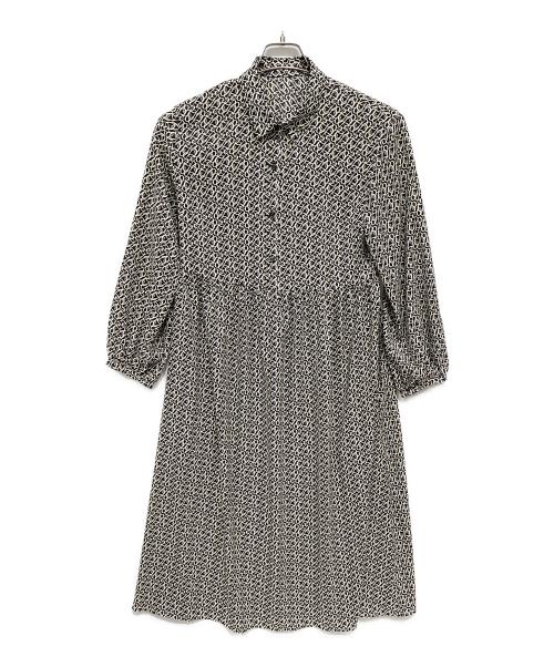BALLSEY（ボールジィ）BALLSEY (ボールジィ) ボウタイワンピース イエロー×ホワイト サイズ:36の古着・服飾アイテム