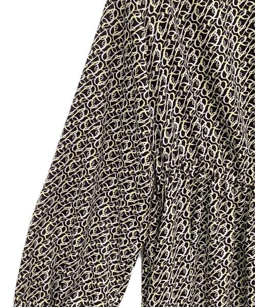 BALLSEY（ボールジィ）BALLSEY (ボールジィ) ボウタイワンピース イエロー×ホワイト サイズ:36の古着・服飾アイテム