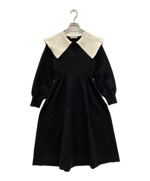 CELFORD（セルフォード）CELFORD (セルフォード) 衿付きホールガーメントワンピース ホワイト×ブラック サイズ:不明の古着・服飾アイテム