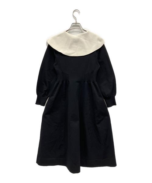 CELFORD（セルフォード）CELFORD (セルフォード) 衿付きホールガーメントワンピース ホワイト×ブラック サイズ:不明の古着・服飾アイテム