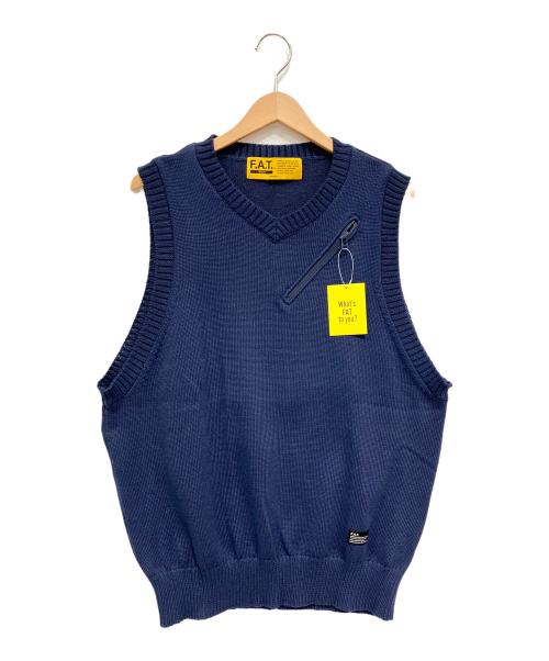 FAT（エフエーティー）FAT (エフエーティー) ニットベスト ネイビー サイズ:Mの古着・服飾アイテム