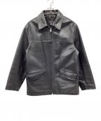 J.CREWジェイクルー）の古着「レザーカーコート」｜ブラック