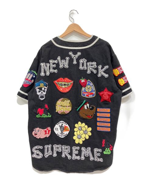 SUPREME（シュプリーム）SUPREME (シュプリーム) PatchesDenim BaseballJersey ブラック サイズ:Lの古着・服飾アイテム