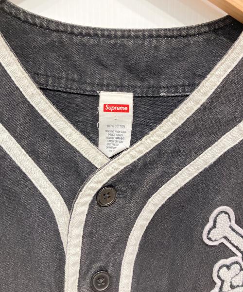 SUPREME（シュプリーム）SUPREME (シュプリーム) PatchesDenim BaseballJersey ブラック サイズ:Lの古着・服飾アイテム