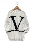 VALENTINOヴァレンティノ）の古着「Vロゴ五分袖Tシャツ」｜ホワイト×ブラック