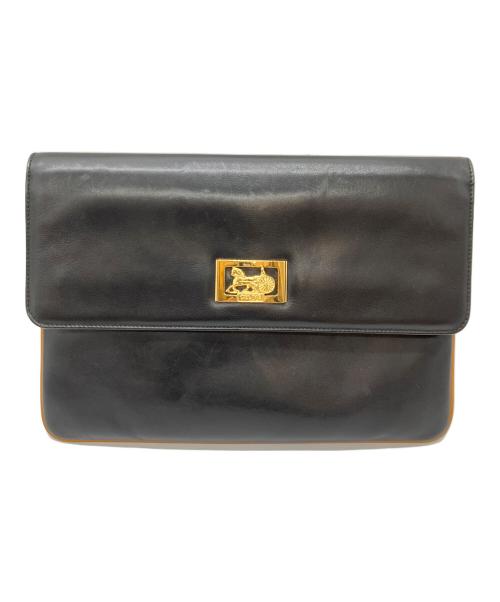 CELINE（セリーヌ）CELINE (セリーヌ) クラッチバッグ ブラック×ブラウンの古着・服飾アイテム
