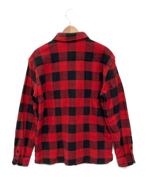 FLAT HEAD（フラット ヘッド）FLAT HEAD (フラット ヘッド) 長袖シャツ レッド×ブラック サイズ:Lの古着・服飾アイテム