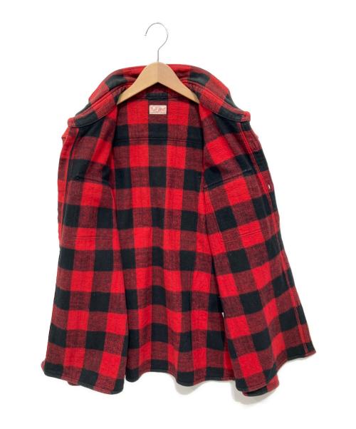 FLAT HEAD（フラット ヘッド）FLAT HEAD (フラット ヘッド) 長袖シャツ レッド×ブラック サイズ:Lの古着・服飾アイテム