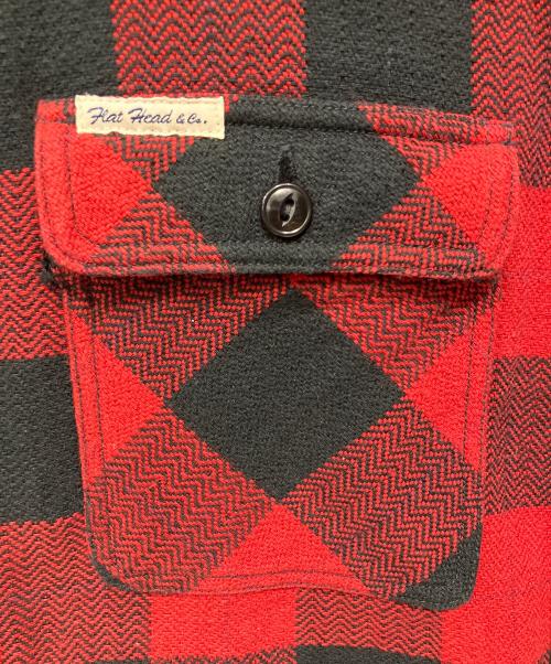FLAT HEAD（フラット ヘッド）FLAT HEAD (フラット ヘッド) 長袖シャツ レッド×ブラック サイズ:Lの古着・服飾アイテム