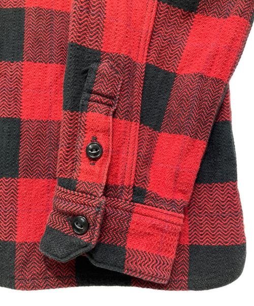 FLAT HEAD（フラット ヘッド）FLAT HEAD (フラット ヘッド) 長袖シャツ レッド×ブラック サイズ:Lの古着・服飾アイテム