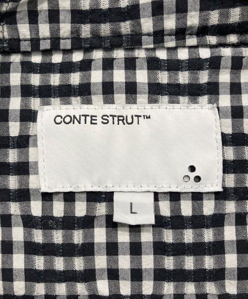 CONTE STRUT（コンテストラット）CONTE STRUT (コンテストラット) HALF-ZIP HOODIE SHIRT ブラック×ホワイト サイズ:Lの古着・服飾アイテム