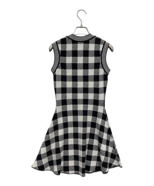 darich（ダーリッチ）darich (ダーリッチ) ギンガムチェックフレアミニワンピース ホワイト×ブラック サイズ:FREEの古着・服飾アイテム