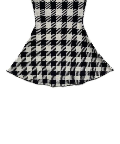 darich（ダーリッチ）darich (ダーリッチ) ギンガムチェックフレアミニワンピース ホワイト×ブラック サイズ:FREEの古着・服飾アイテム