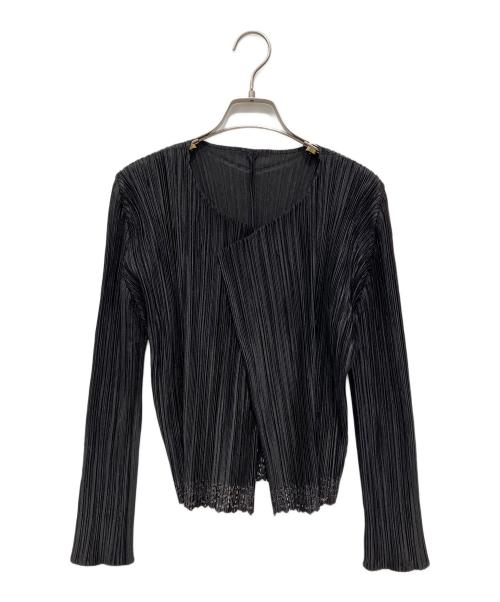 PLEATS PLEASE（プリーツプリーズ）PLEATS PLEASE (プリーツプリーズ) プリーツカーディガン ブラック サイズ:3の古着・服飾アイテム