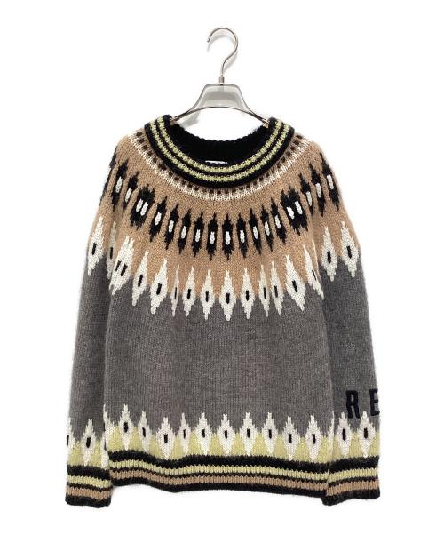 RED VALENTINO（レッドヴァレンティノ）RED VALENTINO (レッドヴァレンティノ) 厚手ニット グレー×ブラウン サイズ:Sの古着・服飾アイテム