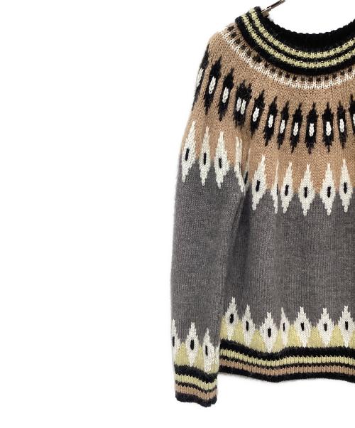 RED VALENTINO（レッドヴァレンティノ）RED VALENTINO (レッドヴァレンティノ) 厚手ニット グレー×ブラウン サイズ:Sの古着・服飾アイテム