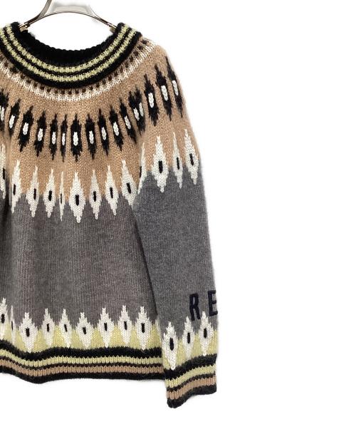 RED VALENTINO（レッドヴァレンティノ）RED VALENTINO (レッドヴァレンティノ) 厚手ニット グレー×ブラウン サイズ:Sの古着・服飾アイテム