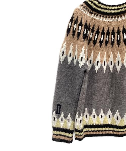 RED VALENTINO（レッドヴァレンティノ）RED VALENTINO (レッドヴァレンティノ) 厚手ニット グレー×ブラウン サイズ:Sの古着・服飾アイテム